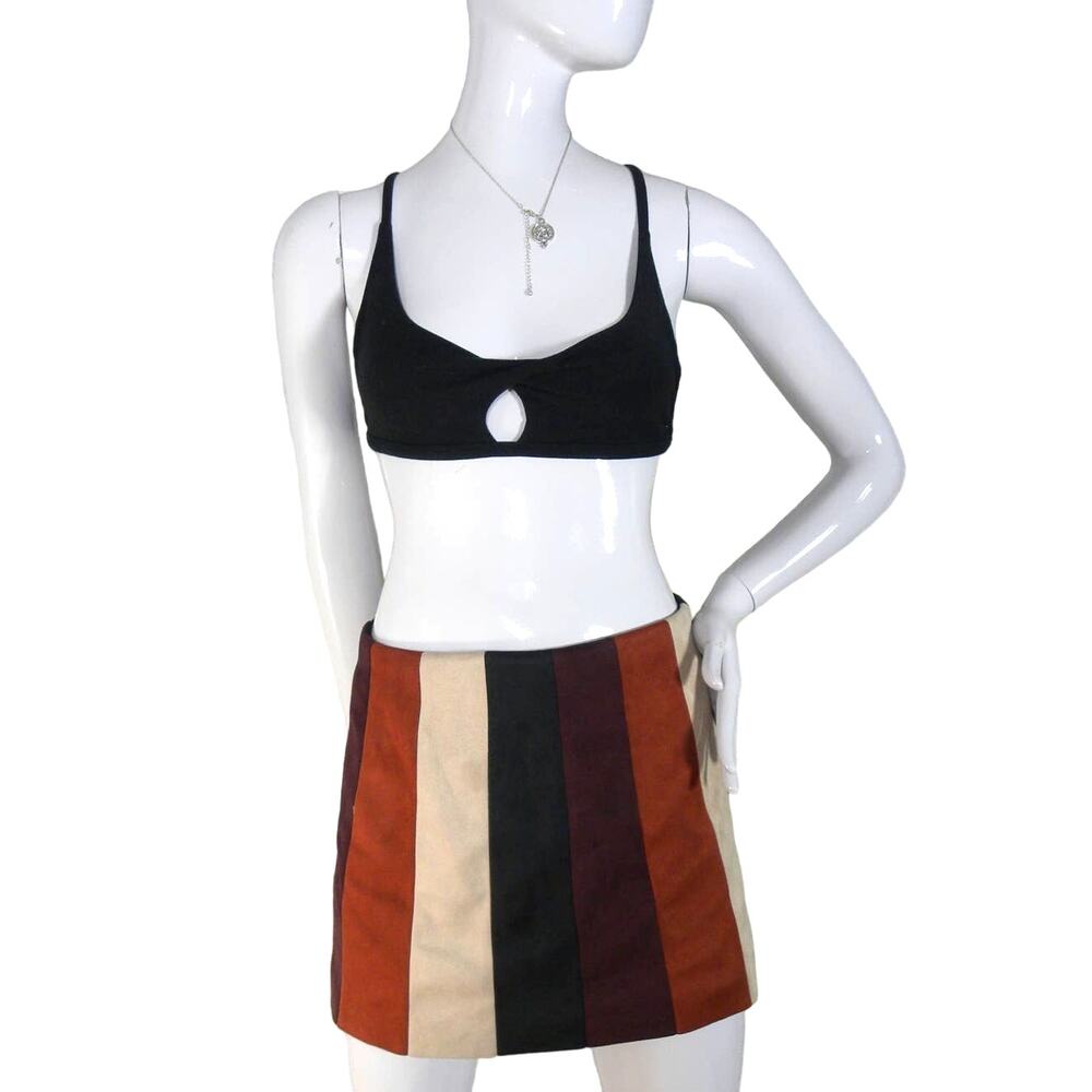 Forever 21 multicolor earth tones blocks mini skirt small - Picture 2 of 6
